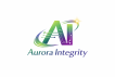 the letters AI in green and purple with aurora borealis swirls and the name Aurora Integrity below